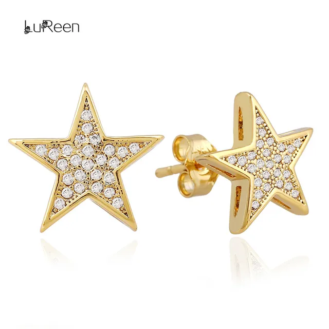 Lureen Luxury Gold Silver Star Men S Earring Micro Pave Cz Zircon Lureen Luxury Gold Silver Star Men S Earring Micro Pave Cz Zircon Rhinestone Stud Earrings For Women