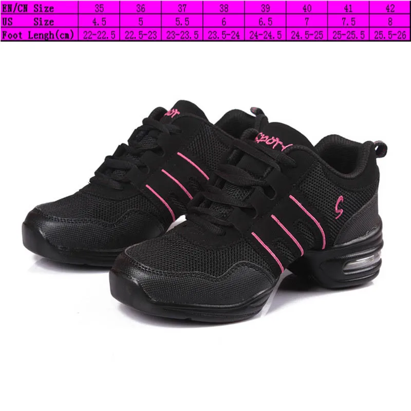 Нэнси Тино спортивные особенности мягкая подошва дышащая танцевальная обувь кроссовки для женщин тренировочные туфли современные танцевальные джаз обувь ЕС 35-42 - Цвет: Black Pink