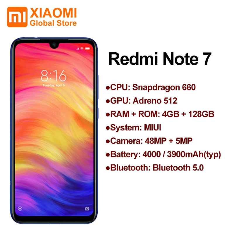 XIAOMI Redmi Note 7 с глобальной версией 4 Гб ОЗУ 128 ПЗУ восьмиядерный смартфон S660 6 3 дюйма