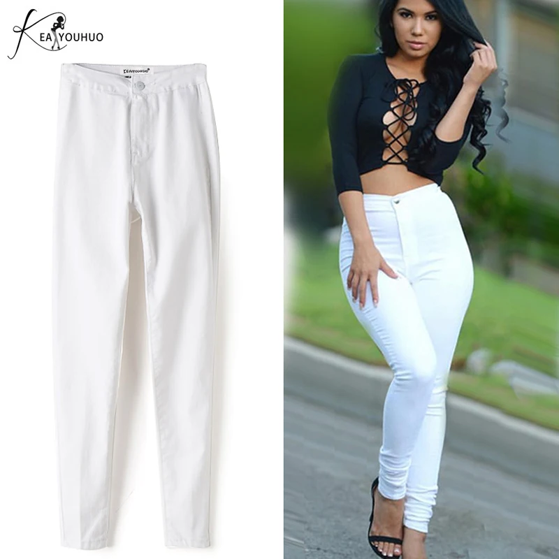 New 2018 Summer White Pants Sexy Girls Female Jeans Candy