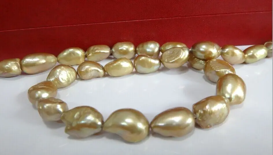 

FREE SHIPPING>>>@@ AS1394 NATURAL SOUTH SEA GENUINE CHAMPAGNE POTATO PEARL NECKLACE