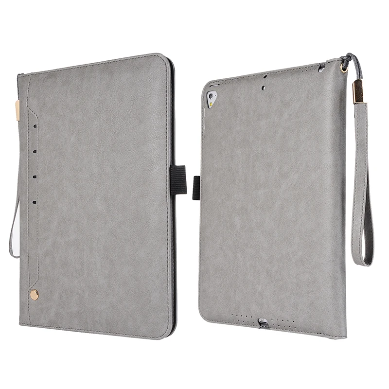 9,7 дюймов для iPad Air 2 Smart Tablet кожаный чехол Ретро мягкая сумка для рук Нескользящая Складная Защитная крышка - Цвет: Серый