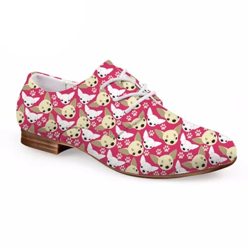 

Cute Chihuahua Puzzle Women Spring Flats Shoes Lace-up Oxfords Shoes for Lady Fashion Leather Dress Shoes Woman 2018