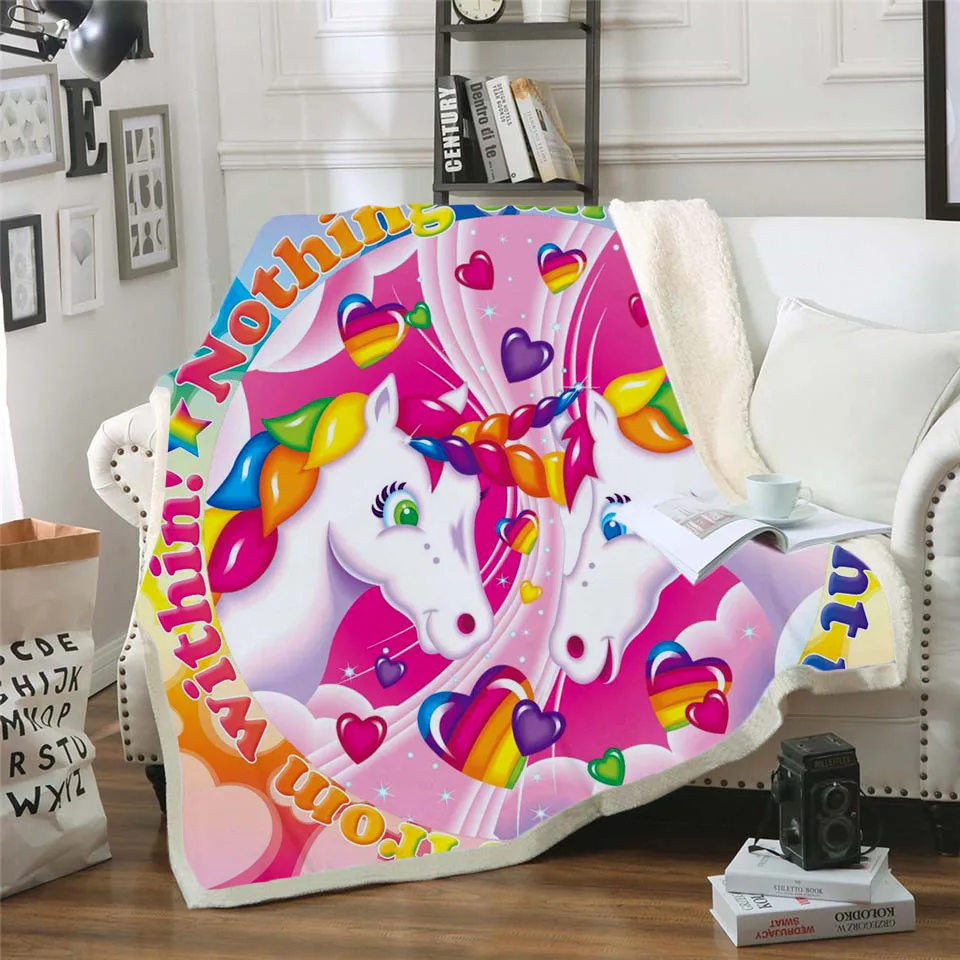 

Plstar Cosmos Lisa and Frank Cartoon Blanket 3D print Sherpa Blanket on Bed Kids Girl Flower Home Textiles Dreamlike style-5