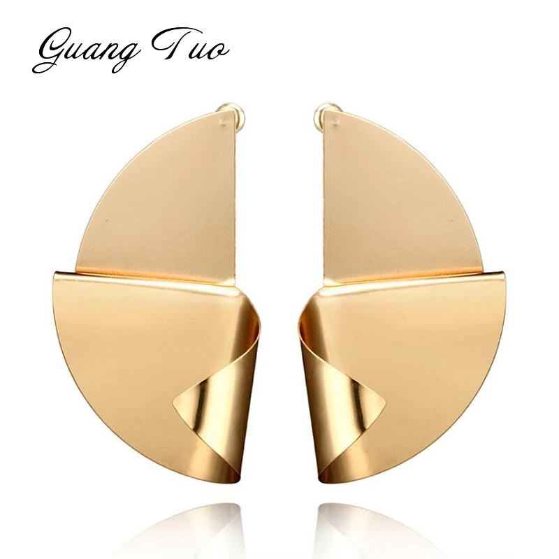 

ES2153 Geometric Exaggerated Earrings Vintage Fashion Jewelry Metal Personality Wave Stud Earrings For Women Men Punk Style