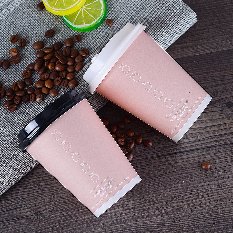50pcs Pink disposable coffee cup hot drink milk tea thick paper cups