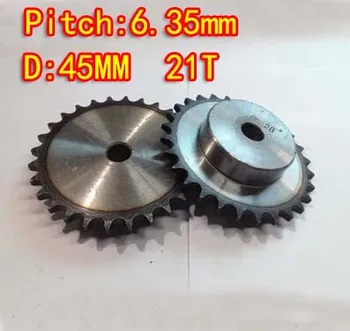 

21Teeths D:45mm Precision 45 steel quenching sprocket small chain wheel M5 standard screw -pitch 6.35 hole:8mm