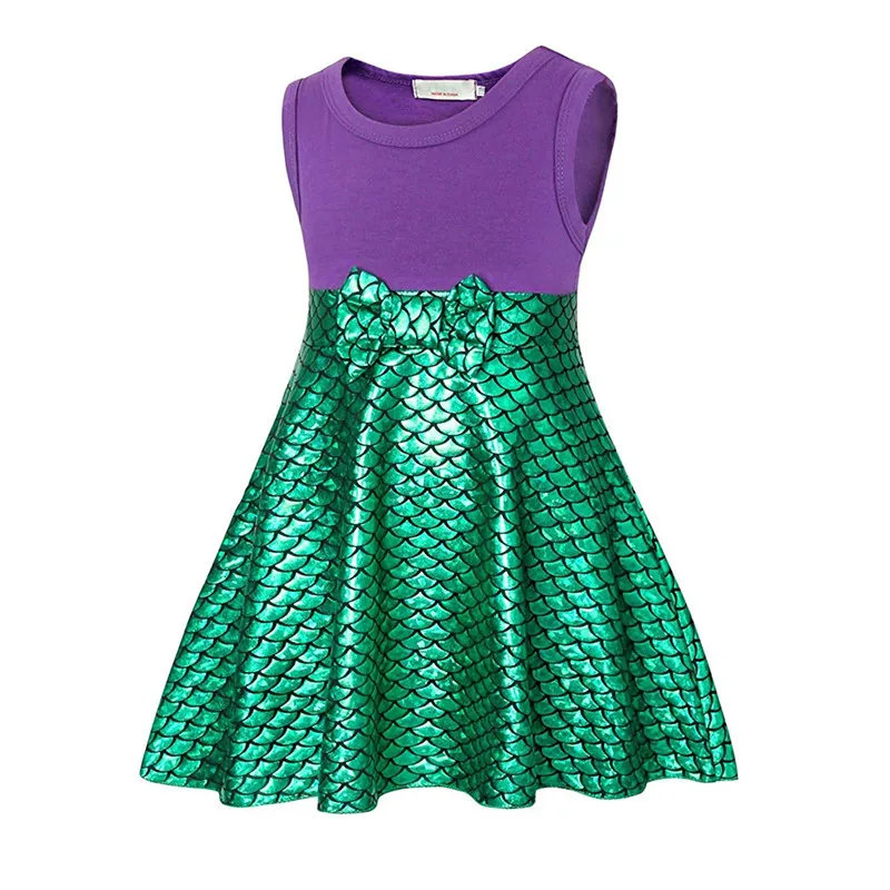 

QLOVQL Girls Little Mermaid Dress Princess Ariel Dress Cosplay Halloween Cartoon Outfit Playwear Clothes 1-7 Years