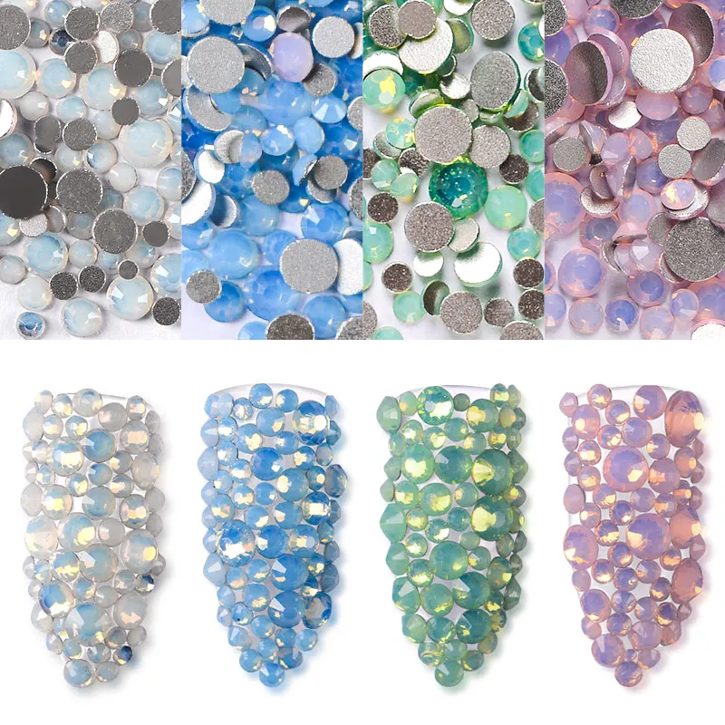 

1440PCS Multi-size Glass Nail Rhinestones For Nails Art Decorations Crystals Strass Charms Partition Mixed Size Rhinestone Set