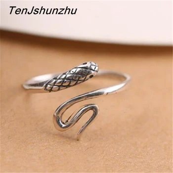 

Wholesale 925 Sterling Silver Snake Open Rings For Women Vintage Style Lady Prevent Allergy Sterling-silver-jewelry Gift