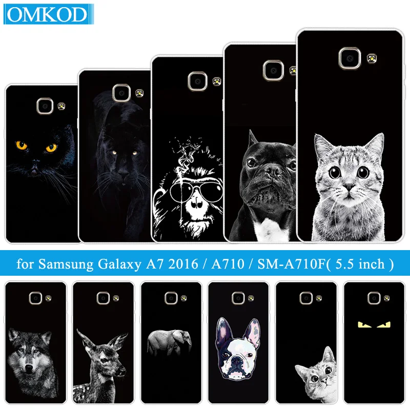 For Samsung Galaxy A7 2016 Phone Cases for A710 A710F Silicon Soft Black Back Matte Gloomy Cover A7100 | Мобильные телефоны и