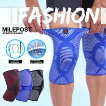 1 個保護膝の怪我ナイロンフィットネス膝圧縮スリーブサポートバスケットボールスポーツ、保護膝蓋骨、関節炎、関節痛(China)