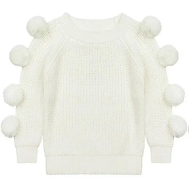 Kids Girls White Cardigans Tiny Cotton Baby Christmas Sweater Pullover