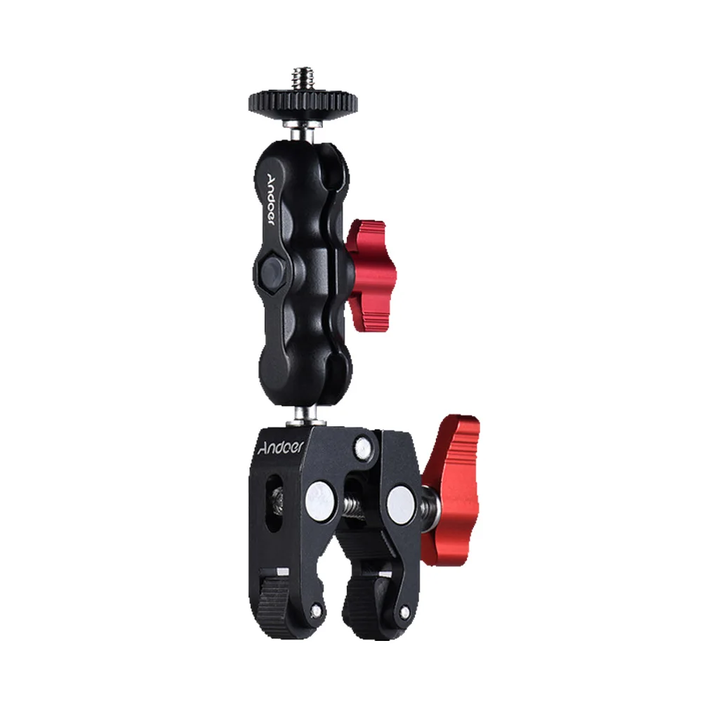 

Andoer Multi-function Ball Head Clamp Ball Mount Clamp Magic Arm Super Clamp w/ 1/4"-20 Thread for GPS Phone Monitor/LED Light