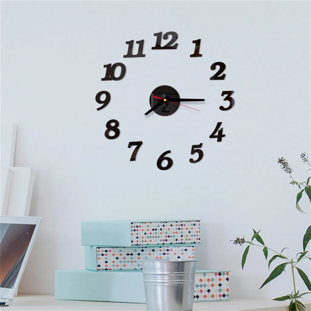 

Modern DIY Interior Roman Wall Clock Wall Clock 3D Sticker Home Mirror Effect European Acrylic Wall Clock Wall Stickers Z307