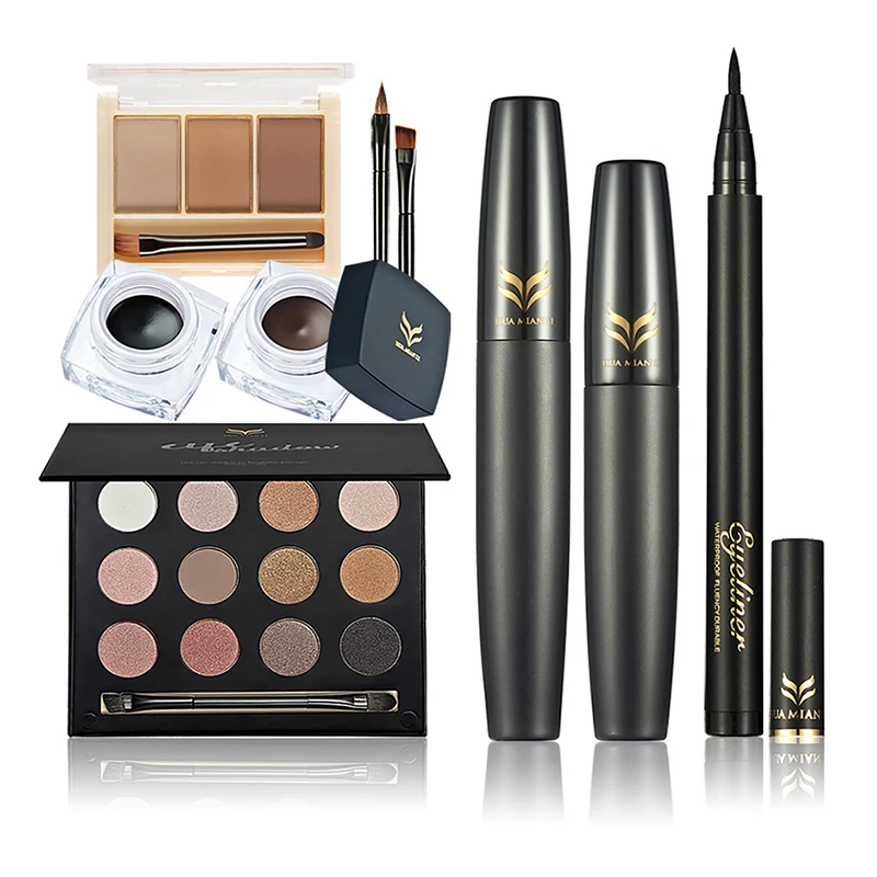 5 Pcs/Set Eyeshadow Palette + Eyebrow Powder + Eyeliner Pencil + 2 Pcs Mascara + Eyeliner Gelin