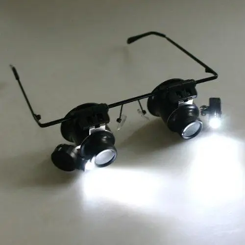 Glasses Type 20X Magnifier Magnifying LED Light Lamp Glass