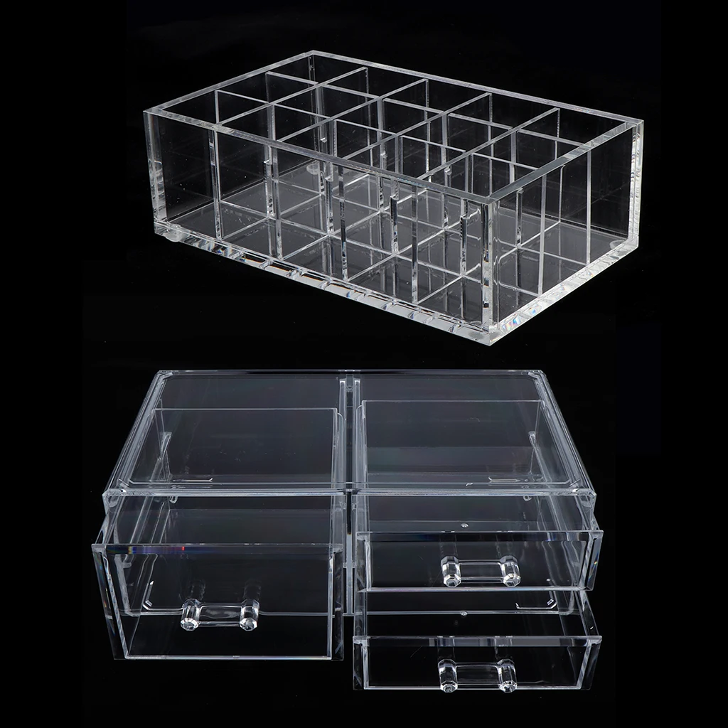 

2Pcs/Set Acrylic Makeup Organizer Lip Stick Holder Jewelry and Cosmetic Storage Case Holder Rack