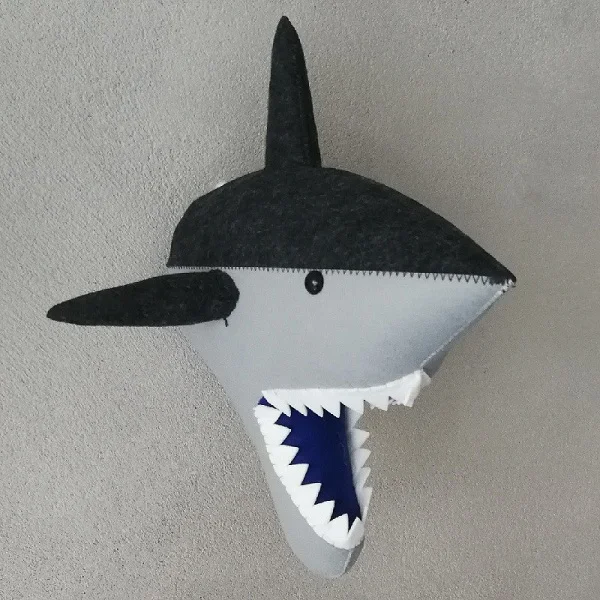 shark Настенные украшения, животные, медведь, овца, лягушка, собака, кролик, единорог, мягкие фетровые куклы, детские подвесные игрушки для спальни, реквизит для фотосессии - Цвет: shark