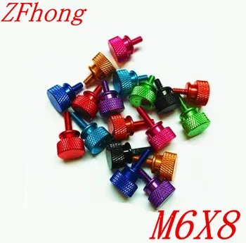 

20pcs M6*8 colourful anodizing aluminum step hand screw computer case screw