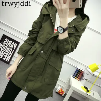 

2020 New Fashion Spring Autumn Hooded Bomber Basic Jackets Women Coat Windbreaker Long Sleeve Black/Armygreen Winter Jacket N348