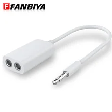 FANBIYA Headphone Splitter White 3.5mm aux Audio Jack Stereo Earphone Double Adapter Cable for iphone android Mobile Phone MP3