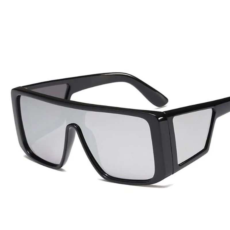 PAWXFB Новые квадратные негабаритные солнцезащитные очки для мужчин и женщин зеркальные Ретро брендовые дизайнерские знаменитые Женские ветрозащитные очки Oculos de sol - Цвет линз: C6