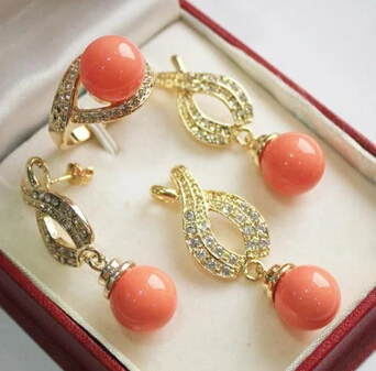 

ddh001235 1Set AAA 12mm Pink Shell Pearl Pendant Necklace Earrings Ring can choose
