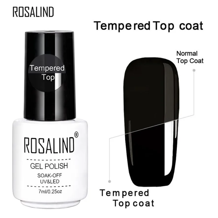 ROSALIND 1 шт. 7 мл не-чистая стальная верхняя одежда долговечный замачиваемый Светодиодный УФ-гель горячий гель для ногтей