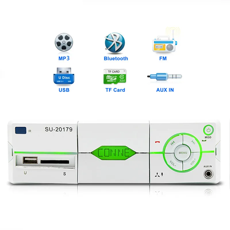 Автомобильное радио 1 Din Авторадио MP3 плеер аудио стерео Bluetooth 12V FM AUX USB SD Hands Free