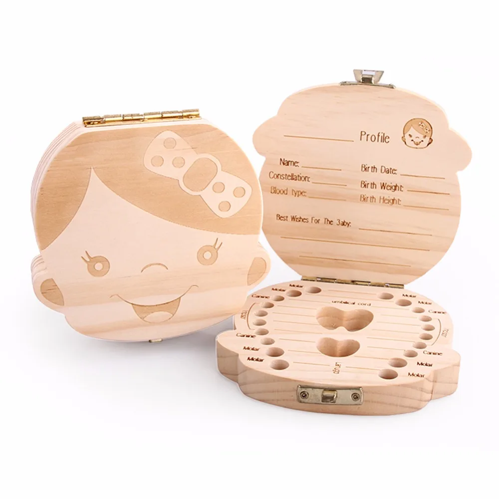 Голландский Английский Италия деревянная коробка для хранения для маленьких детей зуб органайзер, контейнер коробка для молочных зубов собирать Органайзер чехол