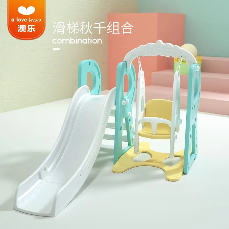 Открытый детский сад игровая площадка для младенцев с многофункциональными качелями домашние дети на горке Aole - Цвет: Blue B