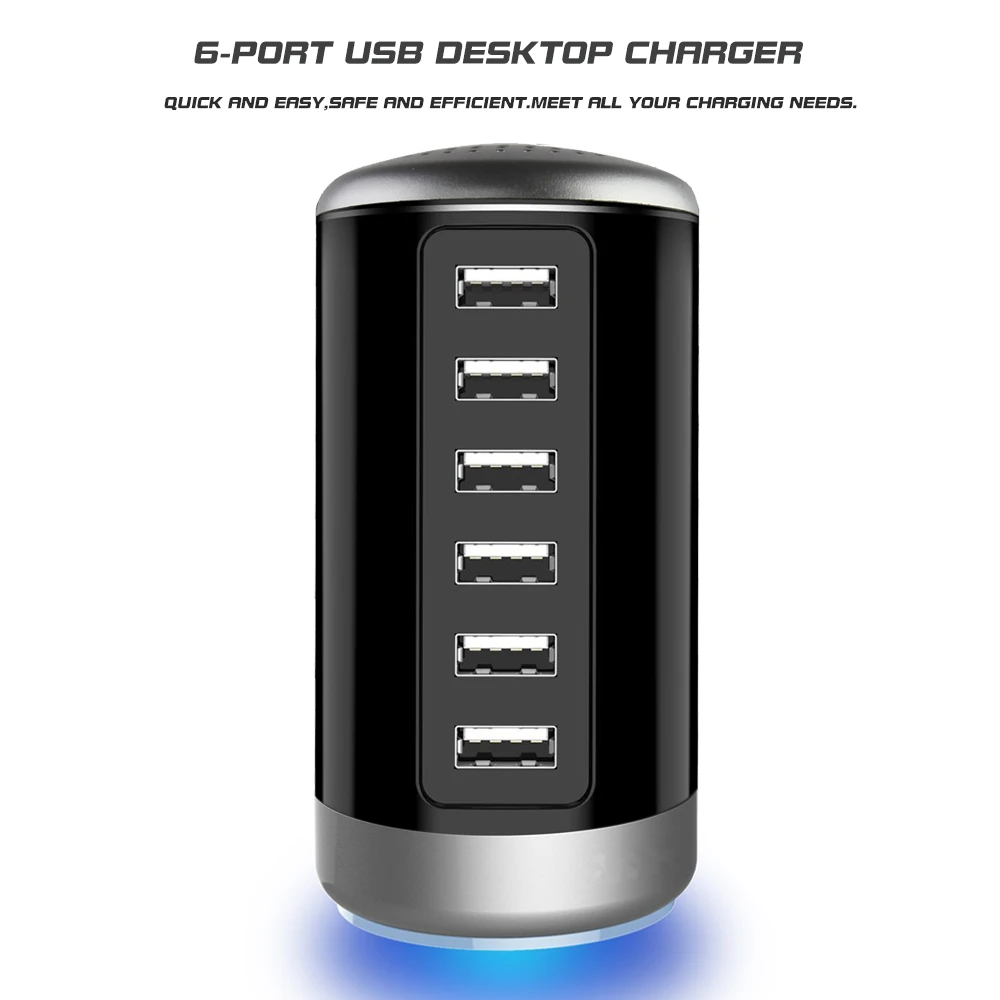 Costyleen Tower Charger 6 Port Desktop USB Charging Station USB Charger