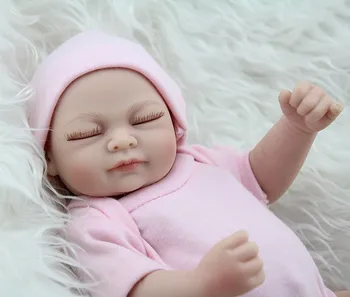 

10" inch Cute NPK Mini Reborn Baby Doll Girl Silicone Full Vinyl Babies Toys Lifelike Newborn Pink Romper bonecas brinquedos