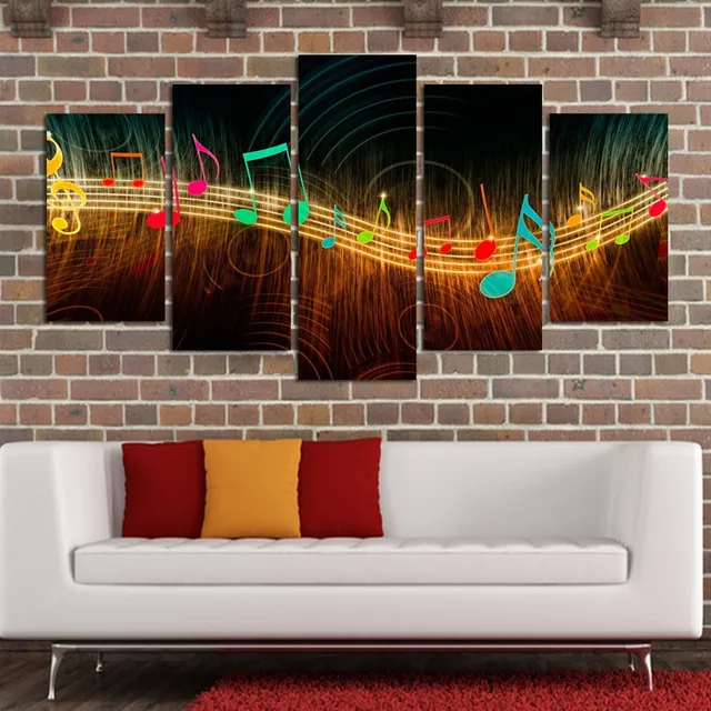 5 Pieces Canvas Painting HD Music Notation Canvas Home Room Decoration