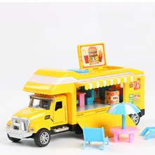 Alloy Simulation Move Ice Cream Car A Multi Door Open Selling Dessert Truck Interesting Scene Games
