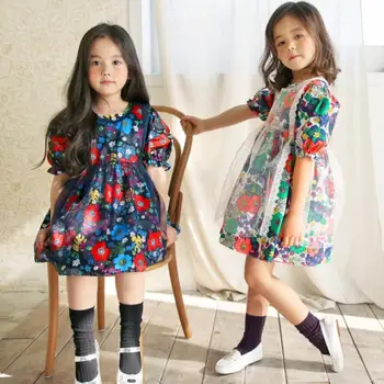 

2019 New Summer gril dress Cute Baby Kids Clothes Girls Dress Toddler Princess Party Floral Print Tutu Dress dropshipping Y967