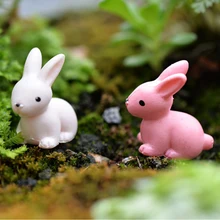 20 шт смолы статуя кролика кукольный домик бонсай Сказочный садовый декор розовый и белый