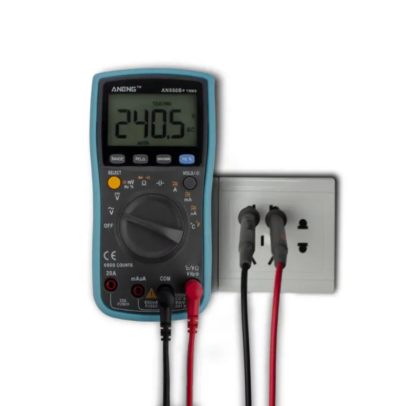 Beste AN860B + LCD 6000 Telt Digitale Multimeter Backlight AC DC Stroom Spanning Weerstand Frequentie Temperatuur Tester