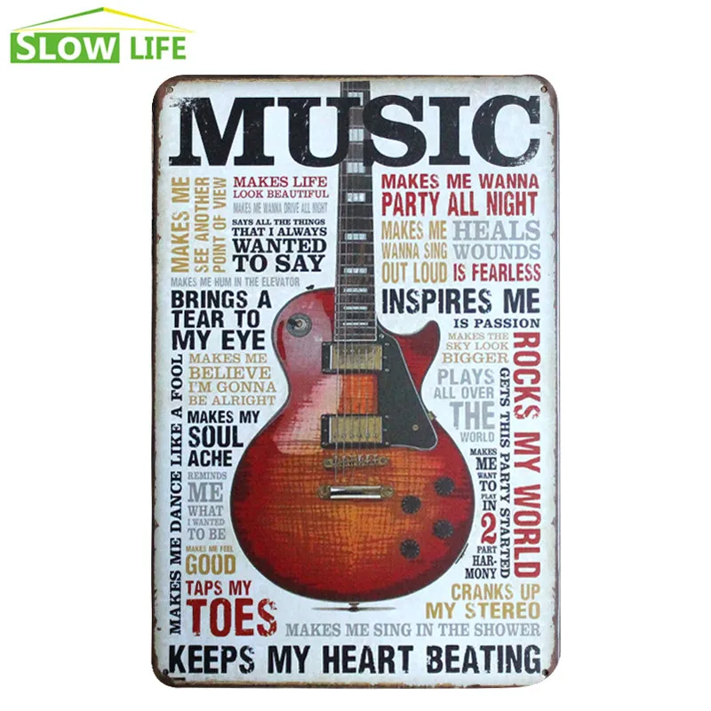 Music Saying Metal Tin Sign Pub Bar Wall Decor Tin Sign Vintage Home