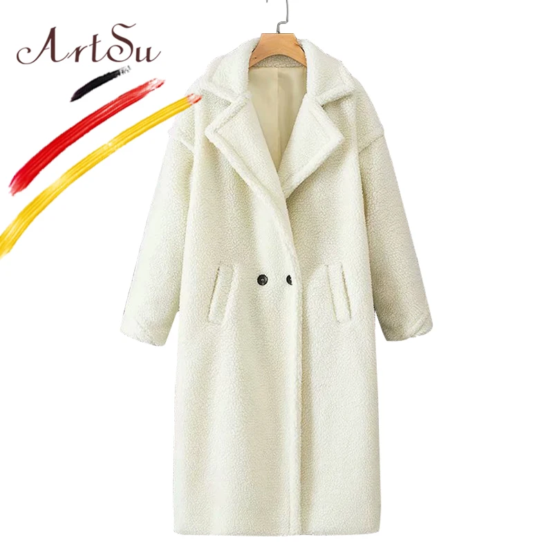 Женское меховое пальто ArtSu красное большого размера из овечьей шерсти белого и - Фото №1