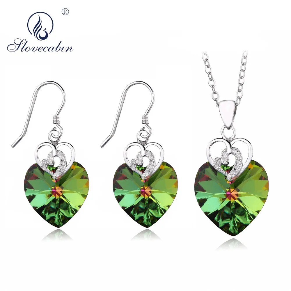 

Slovecabin 2018 Designer Jewelry Luxury 925 Sterling Silver African Crystal Earring Necklace Nigerian Jewelry Set for Women
