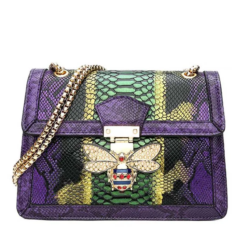 

Luxury Serpentine Purple Shoulder Bags for Women Elegant Pearl Bee Blue Sling Bags for Lady Fashion Crossbody Bag Purse Handbags
