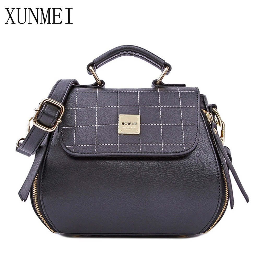 

XUNMEI Chic Saddle Hand Bag for Girls Small Crossbody Women Leather Bag Plaid Messenger Bag Luxury Brand Designer Shoulder Bags