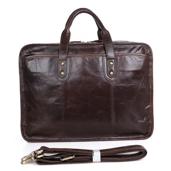 

JMD Genuine Cow Leather Men's Handbag Coffee Laptop Bag 7345C