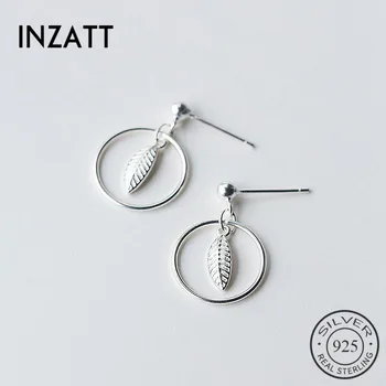 

INZATT Trendy Geometric Round Feather Leaf Dangle Drop Earrings For Women Party Romantic Promotion Charm Fashion Jewelry Gifts