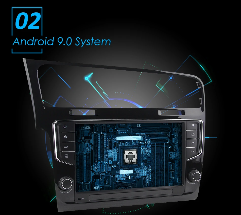 Eunavi четырехъядерный 9 ''1 din Android 9,0 автомобильный Радио плеер gps навигация для VW golf 7 golf 7 2013- головное устройство стерео аудио