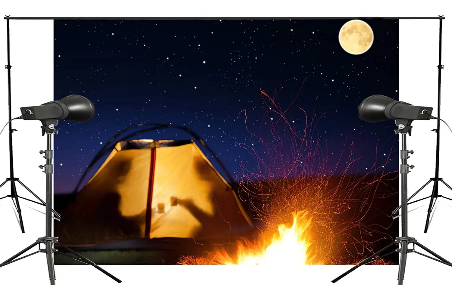 

Full Moon Night Fire Tent Background Reunion Scene Photo Studio Backdrop 7x5ft Photography Backdrops Wall