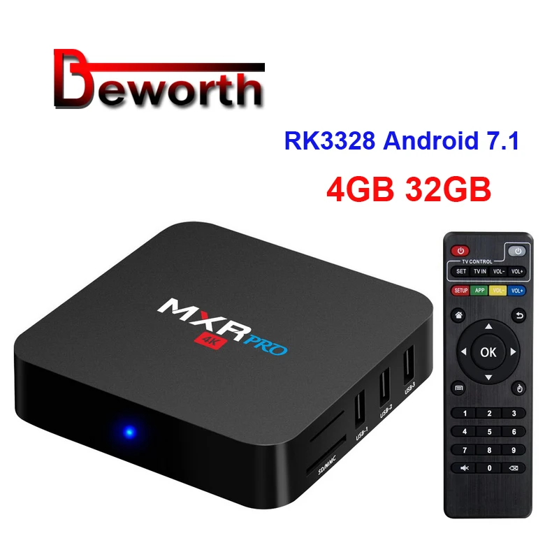 

4GB RAM 32GB RK3328 MXR PRO Android 7.1.1 Smart TV Box Quad Core 2.4GHz WiFi VP9 H.265 3D HDMI USB3.0 MXRpro HDR 4K Media Player
