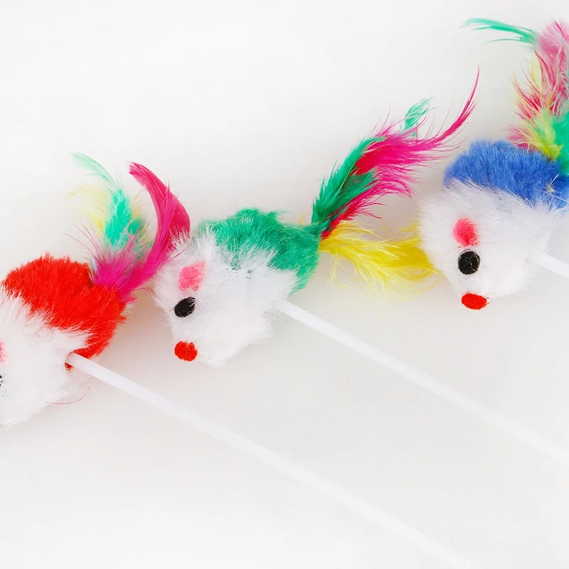1pcs Cat Sucker Toy Mouse cat toys interactive Pet Toys With Feather Tails 20CM Length Kitten cats products for pets